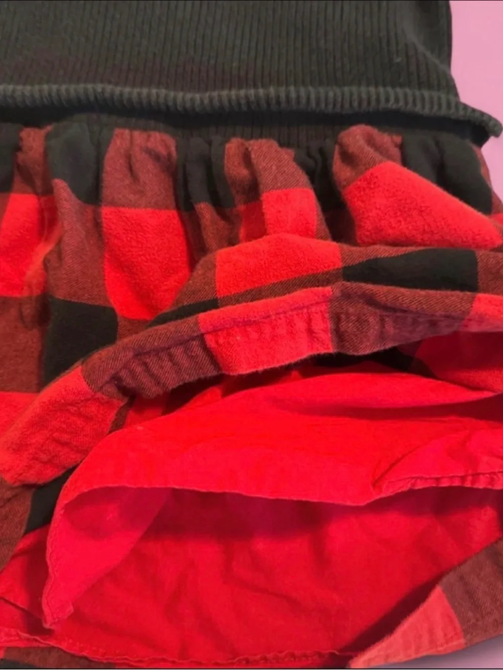 Baby GAP Black Knit Top with Red and Black Buffalo Plaid Skirt Dress Size 4T